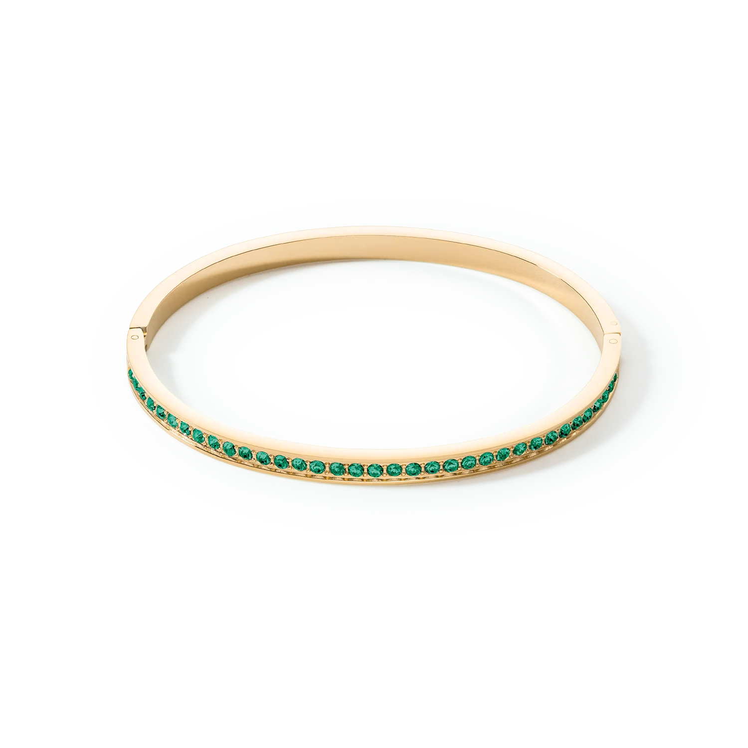 Bangle stainless steel & crystals gold dark green 19