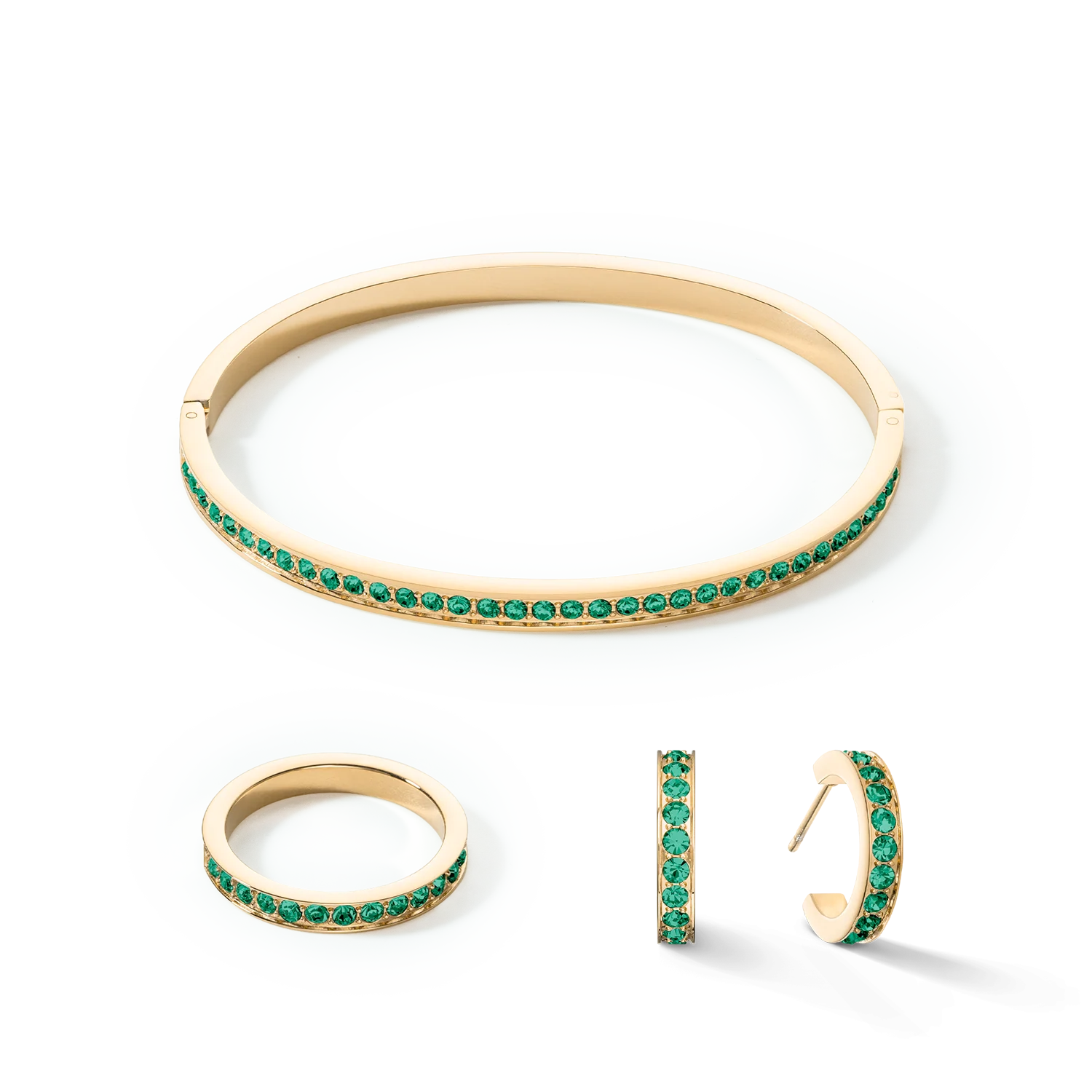 Bangle stainless steel & crystals gold dark green 19 - Image 3
