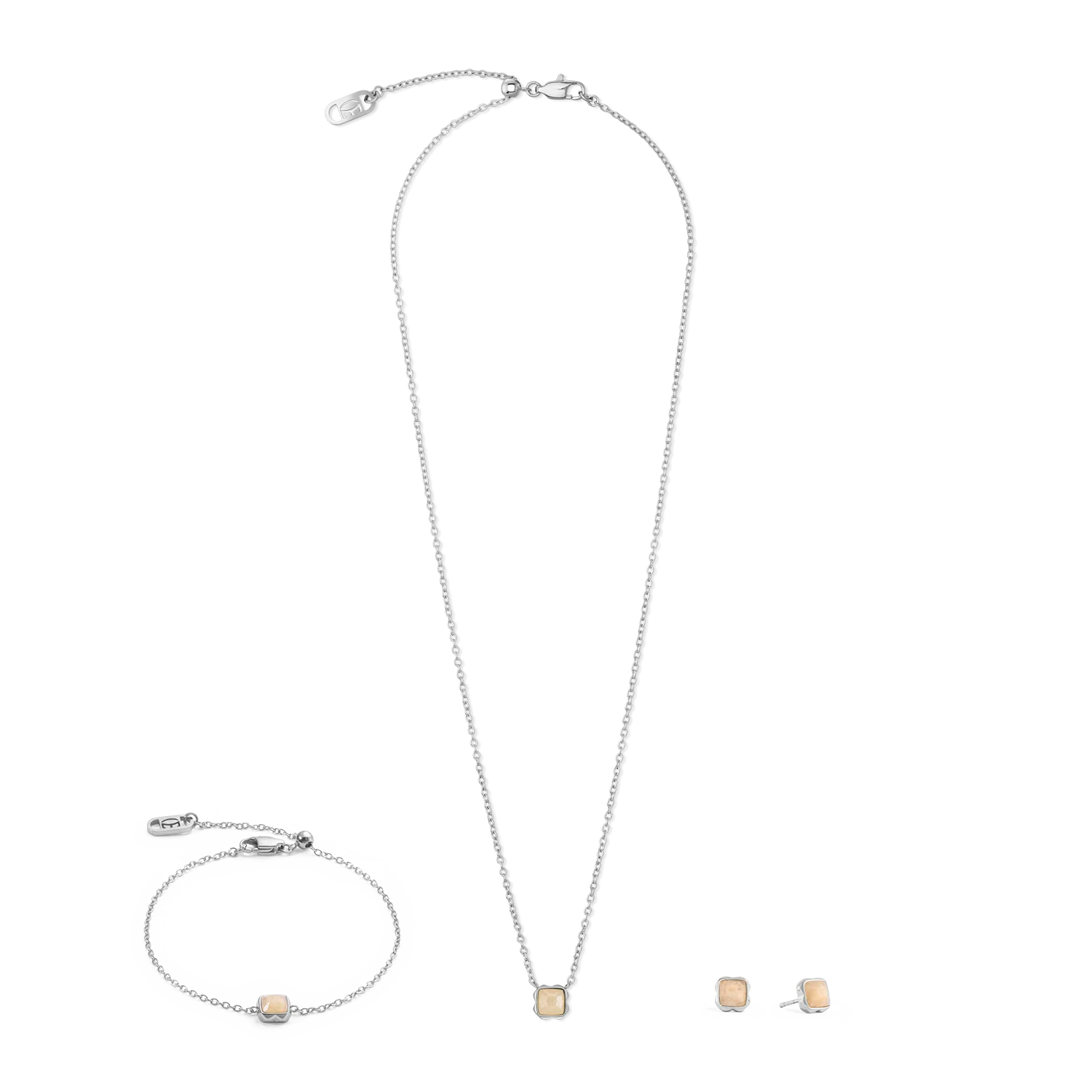 Birthstone June Necklace Cream Jade Silver - Image 3