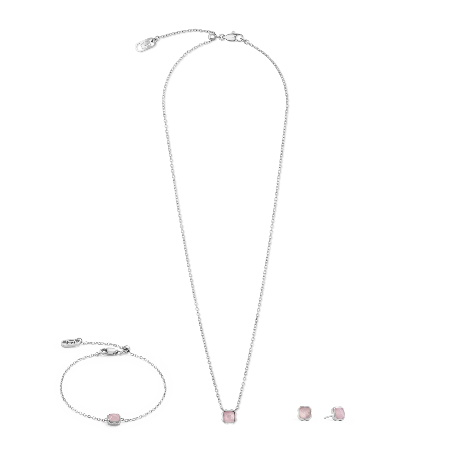 Birthstone October Necklace Rose Quartz Silver - Image 3