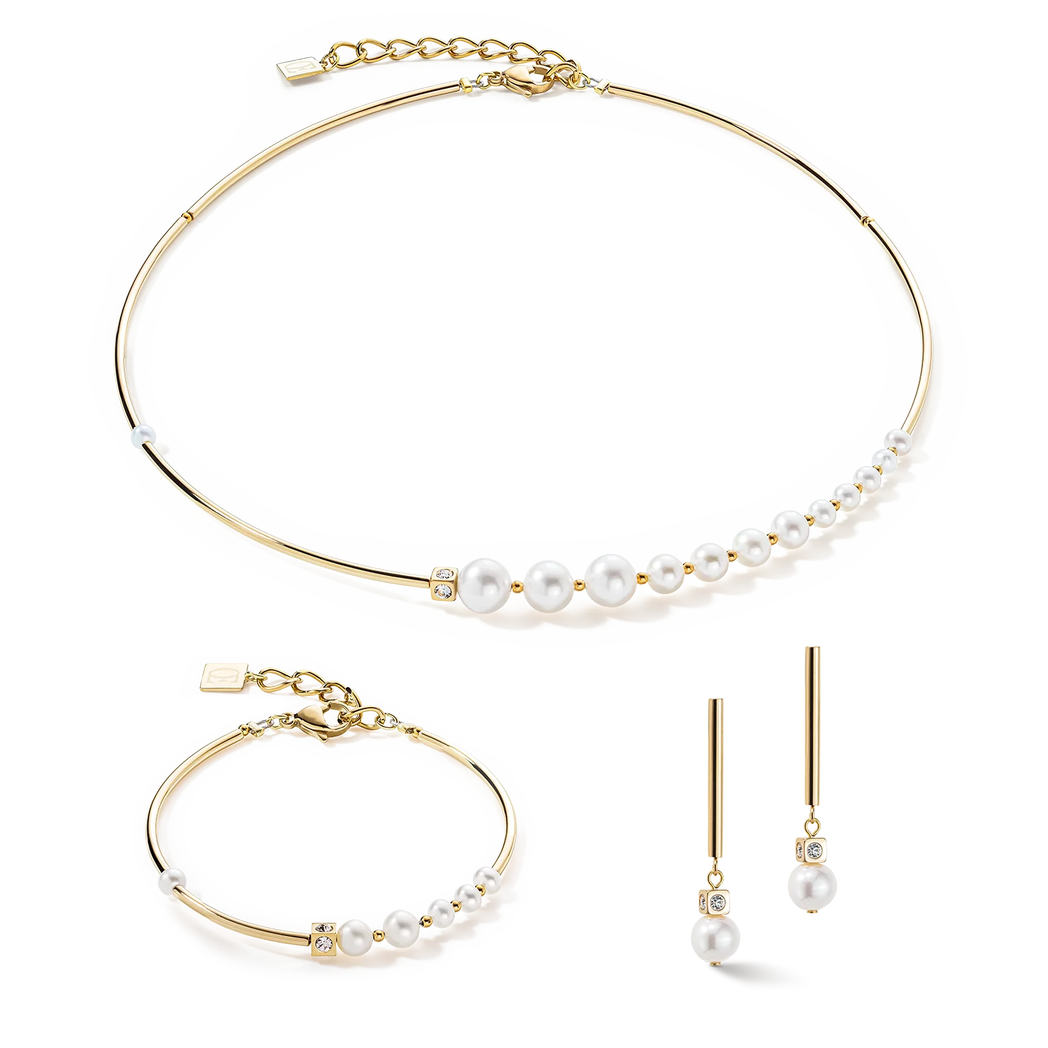 Bracelet Asymmetry Freshwater Pearls & stainless steel white-gold - Image 3