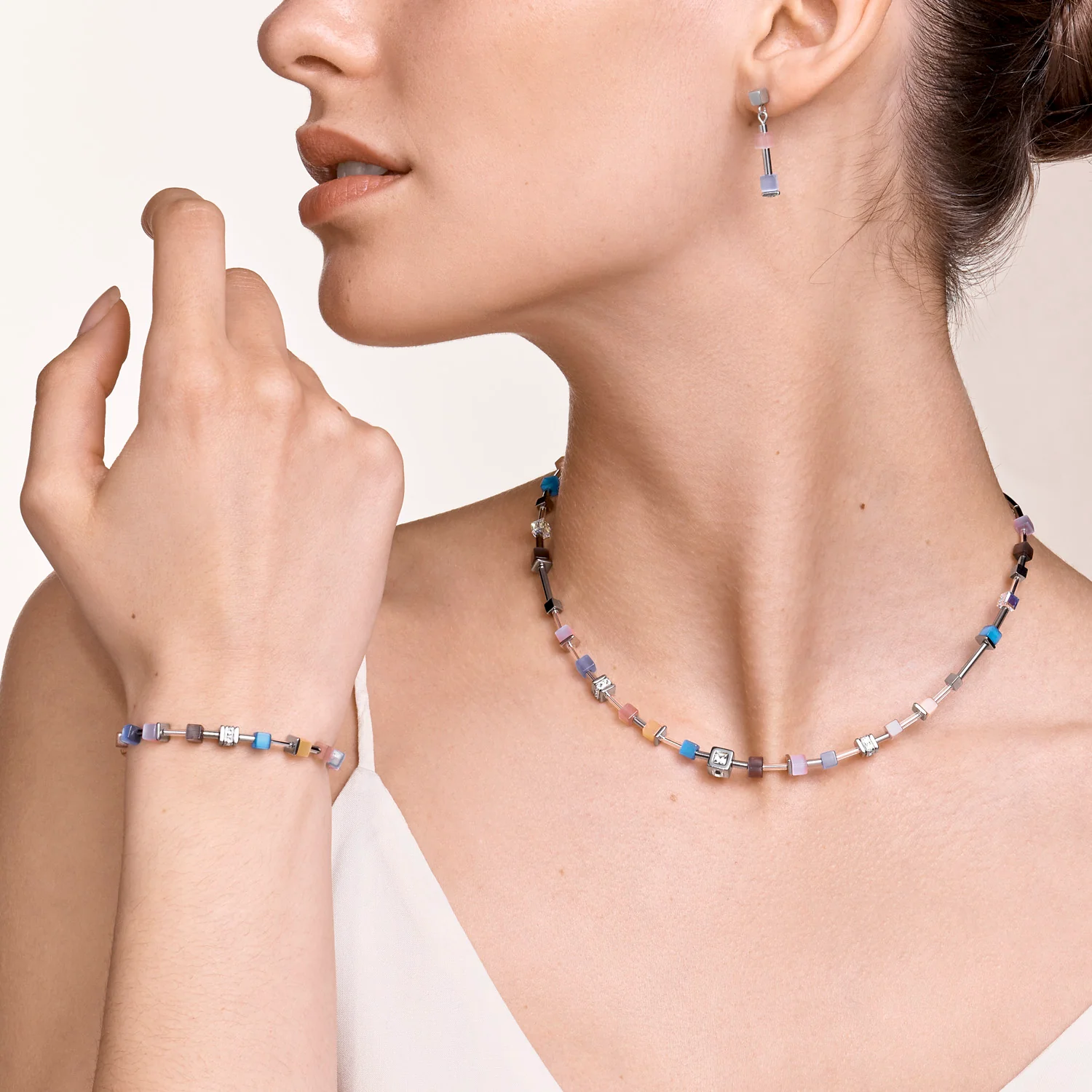 Bracelet GeoCUBE® fine pastel blue-rose - Image 4