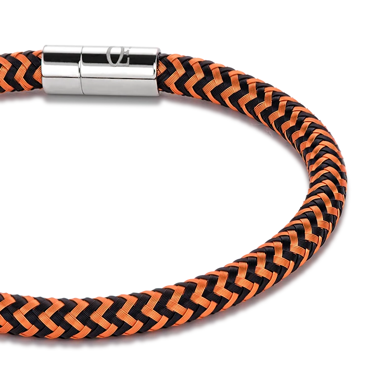 Bracelet metal braided orange-black - Image 2