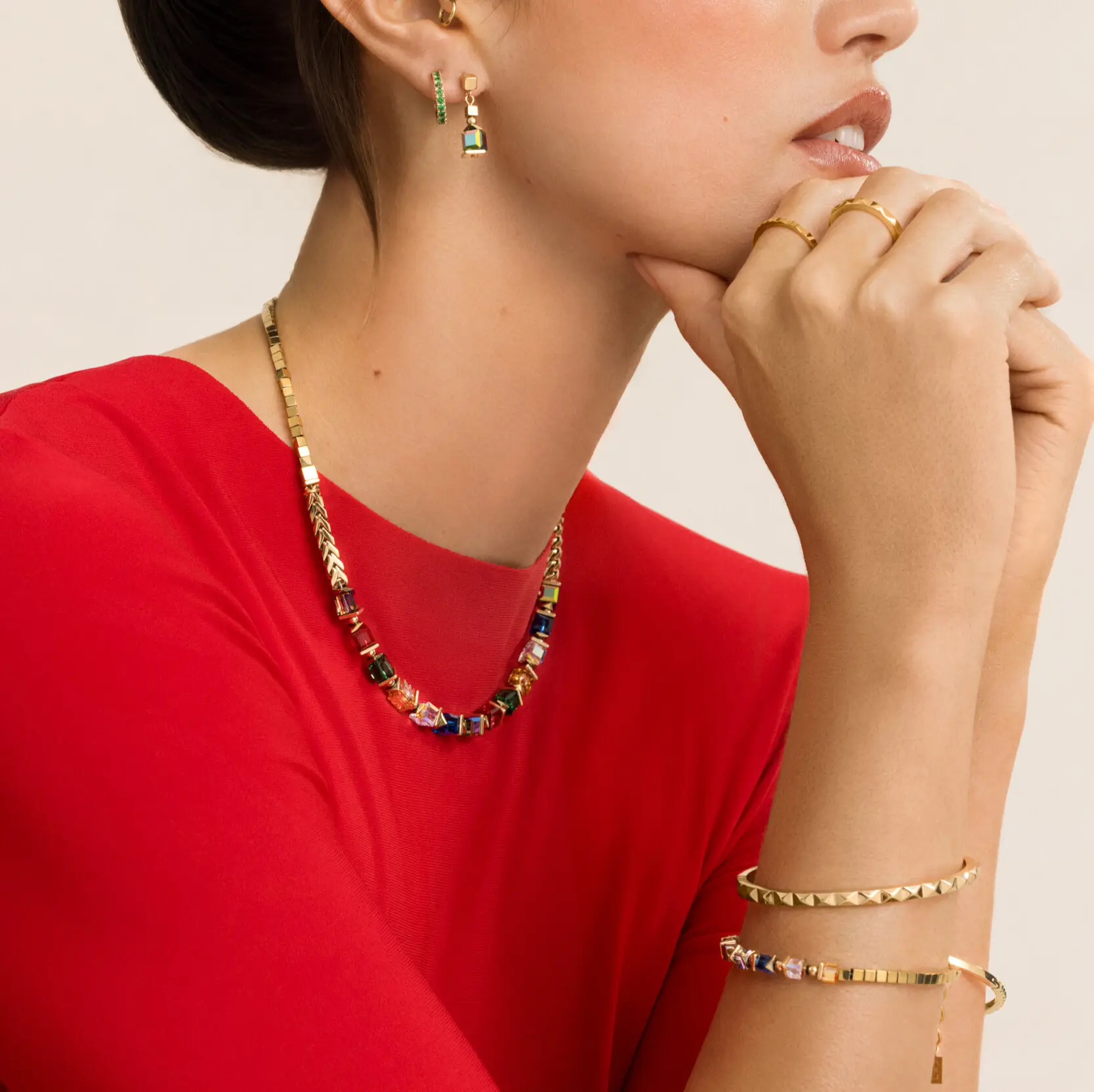 Bracelet Sparkling Cubes Fusion Chain gold-multicolour - Image 4
