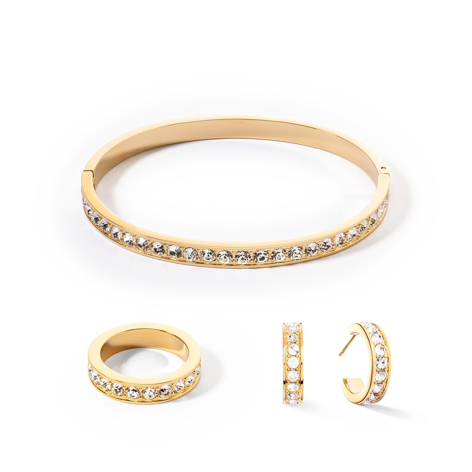 Bracelet stainless steel & crystals gold crystal (size 17 cm) - Image 3