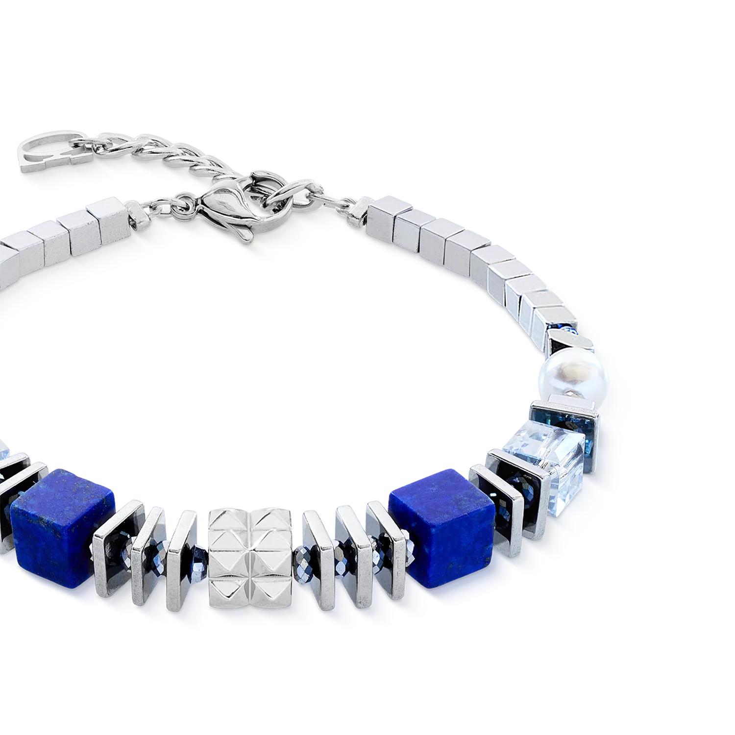 Bracelet Statement Cube Facets silver-blue - Image 2