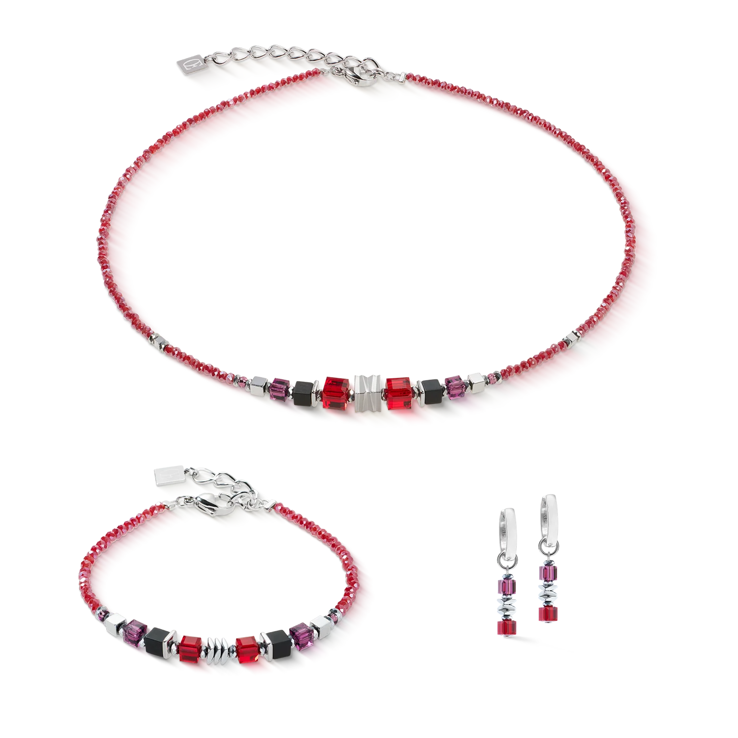 Bracelet Wave Cube Flow silver-red - Image 3