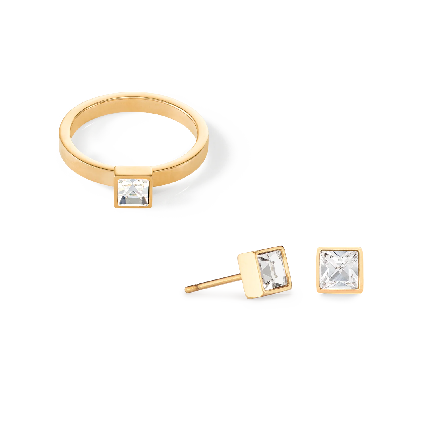 Brilliant Square small earrings gold crystal - Image 3