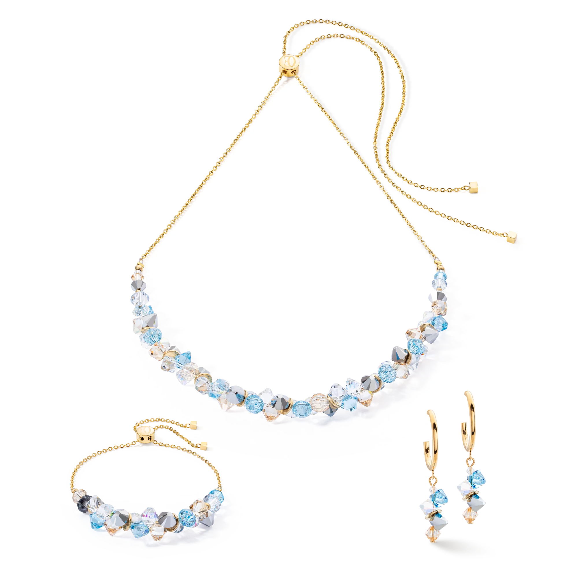 Dancing Crystals earrings gold aqua - Image 3