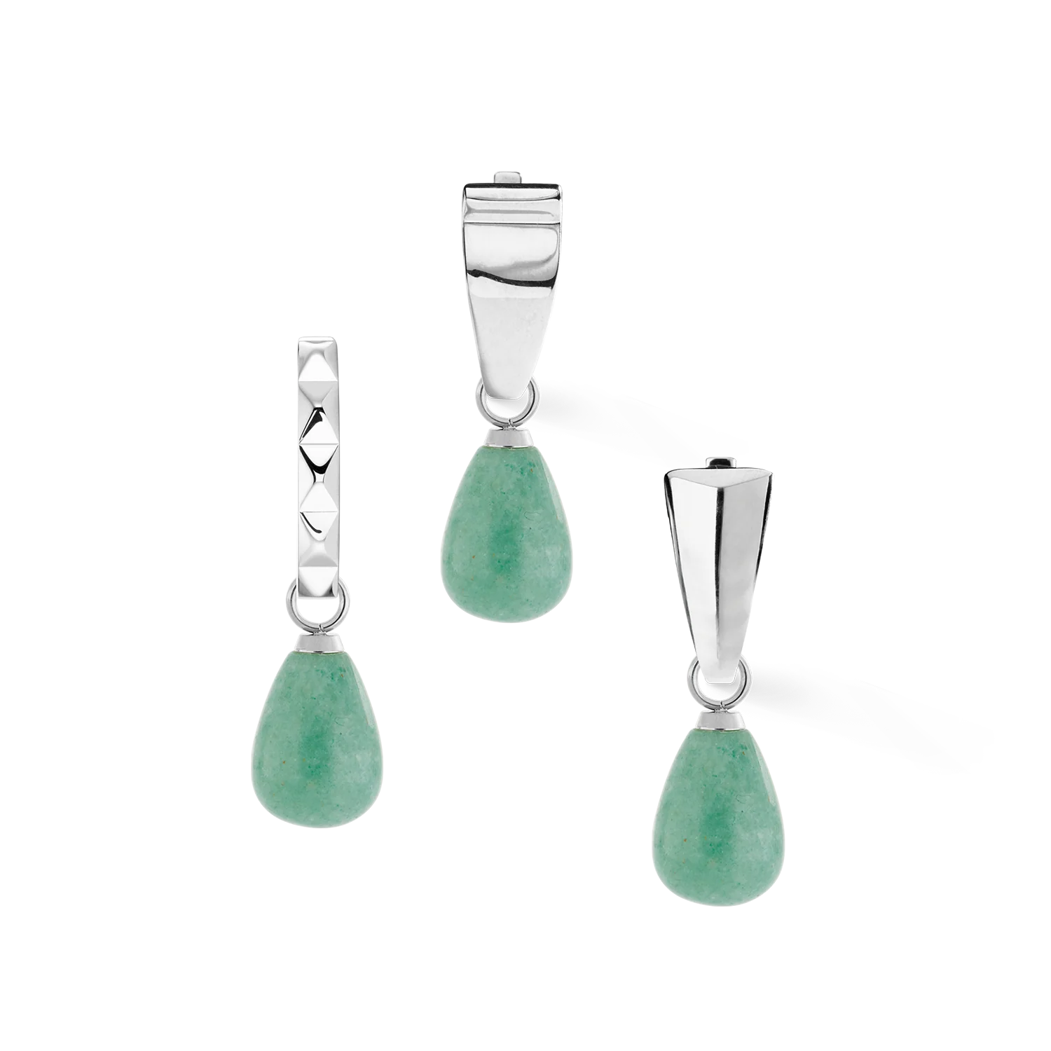 EAR ME UP Charm Drops Silver-Green - Image 4