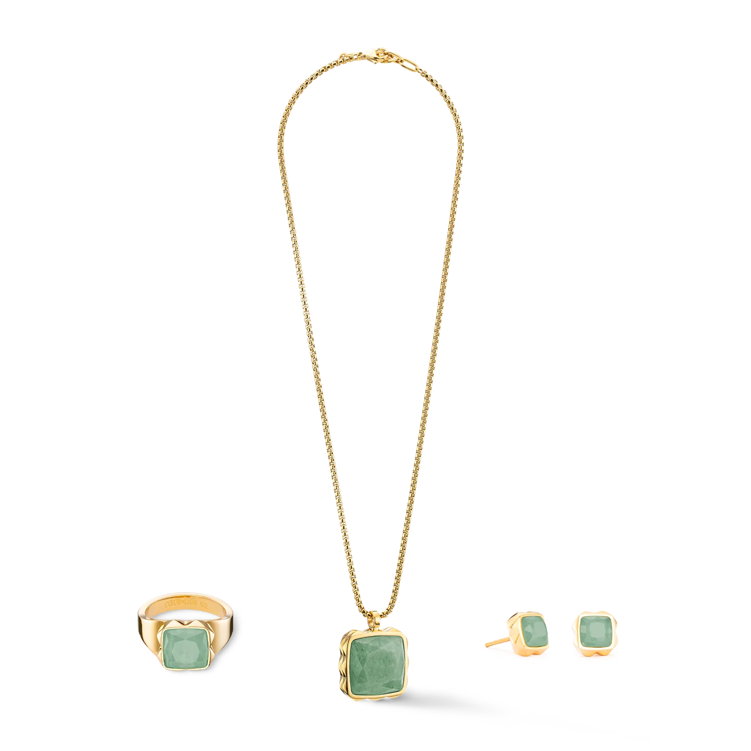 Earrings Spikes Square Aventurine gold-green - Image 3