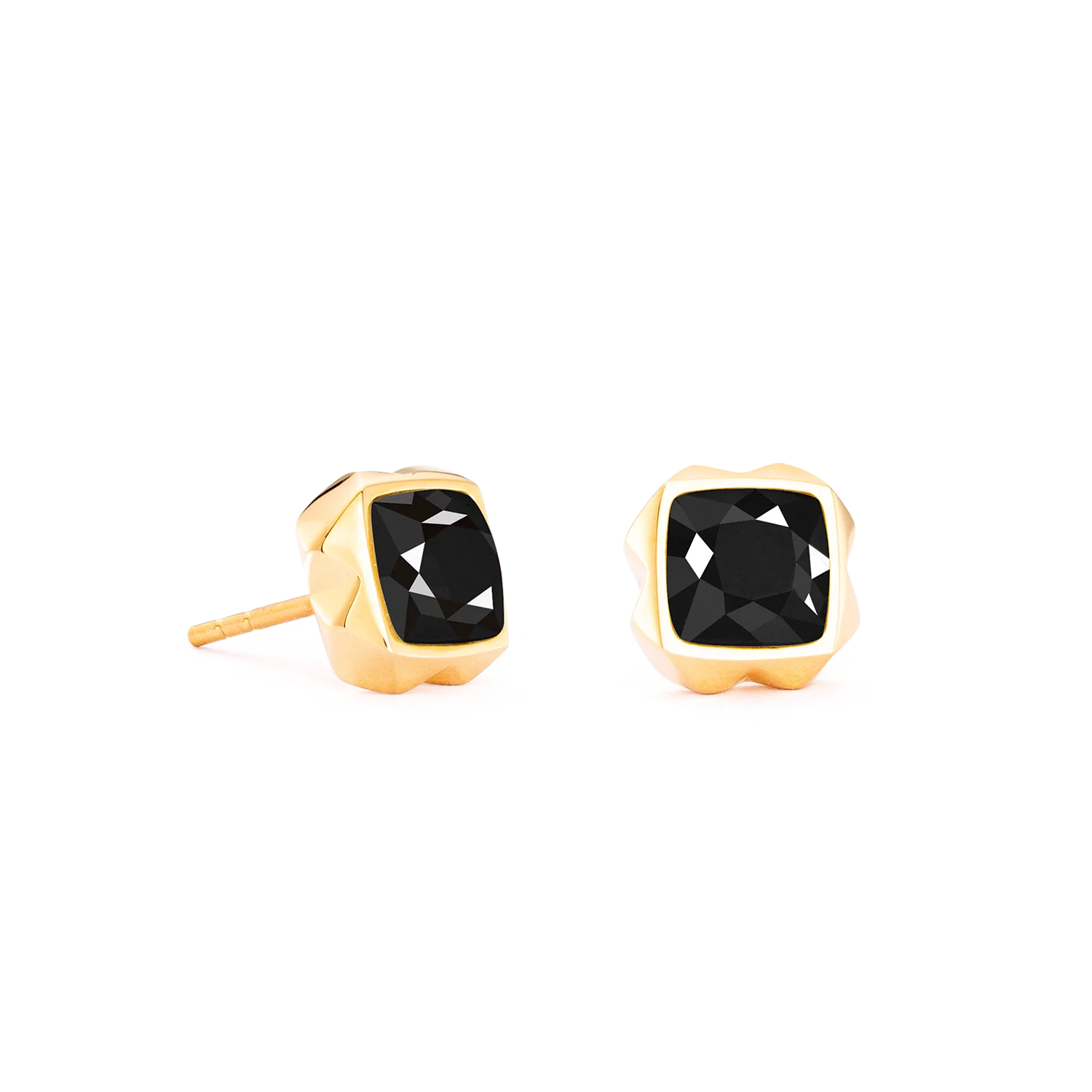 Earrings Spikes Square Onyx gold-black