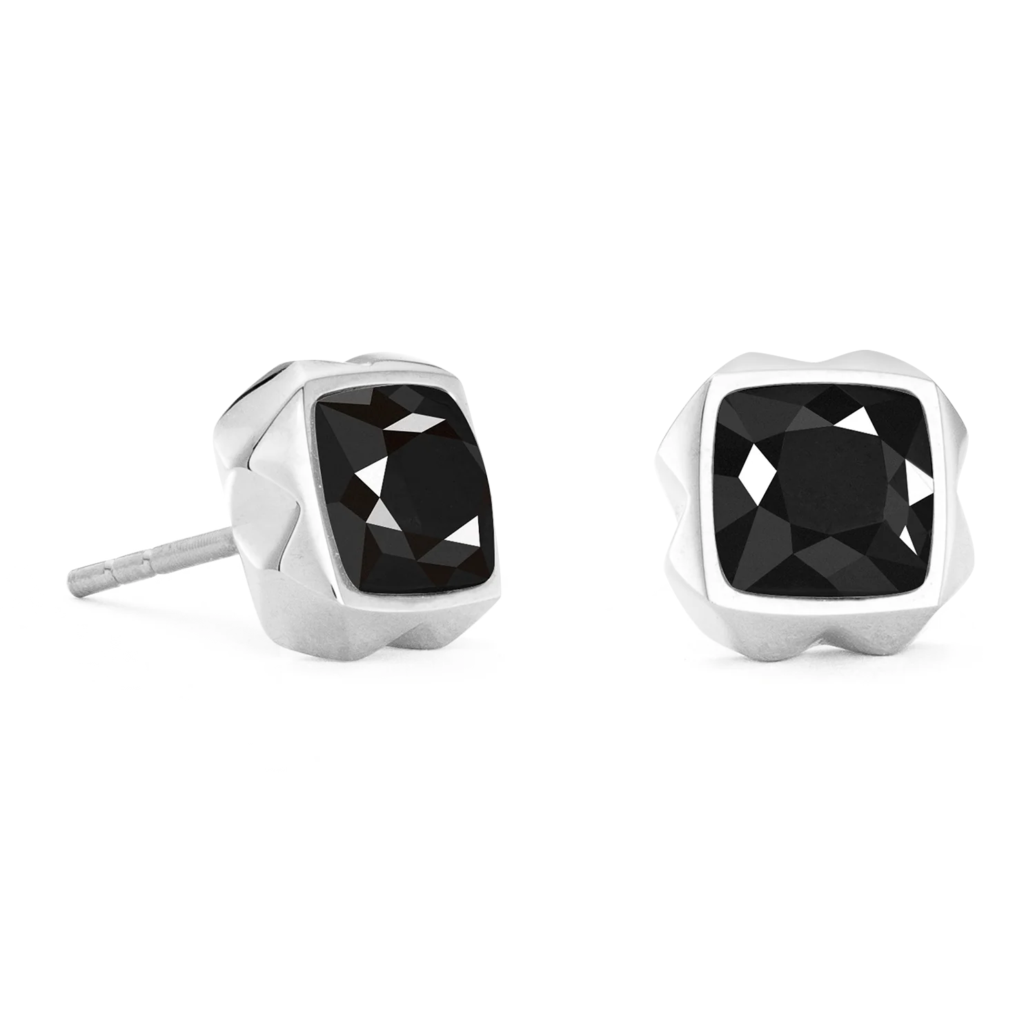 Earrings Spikes Square Onyx silver-black - Image 2