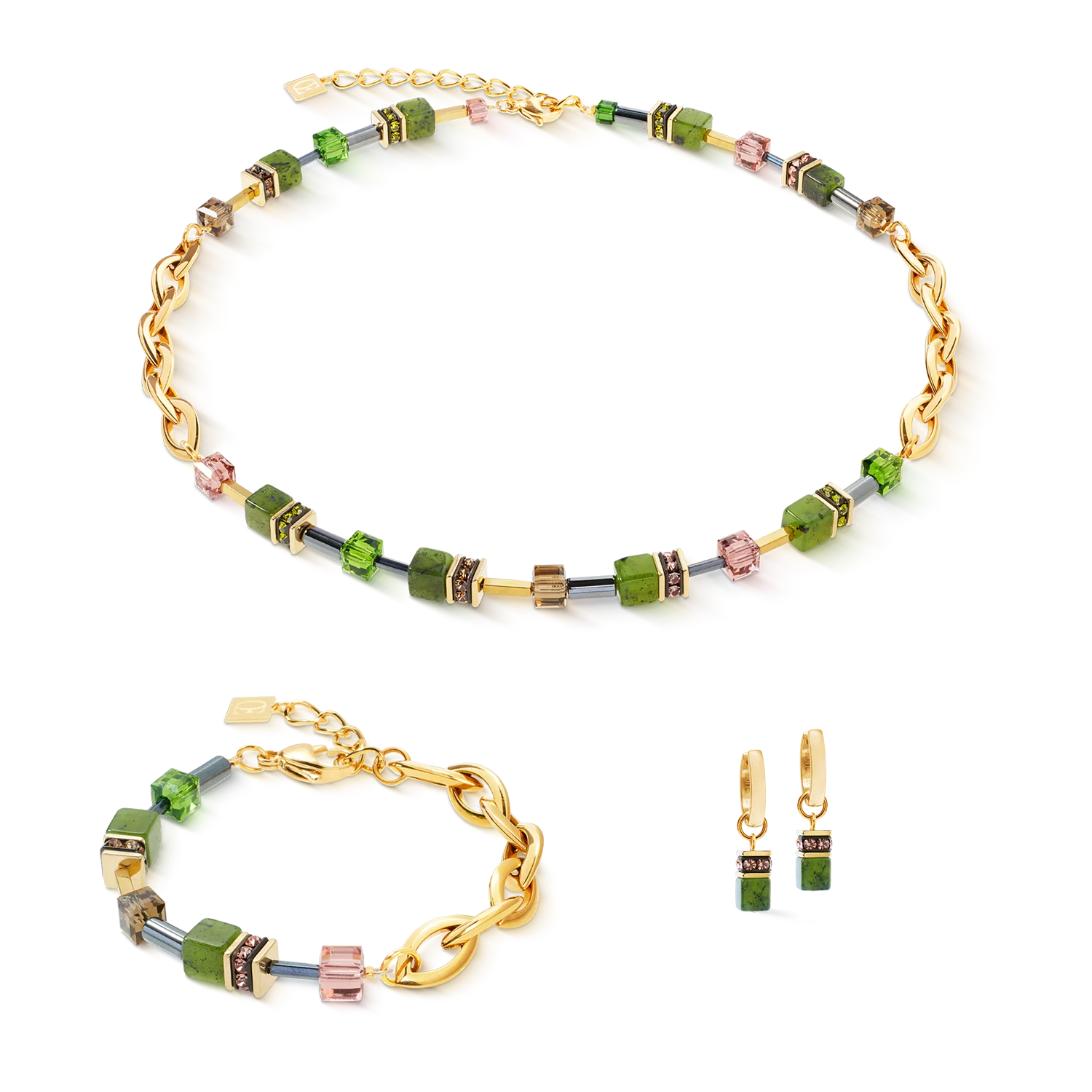 GeoCUBE® Chunky Chain bracelet gold-green - Image 3