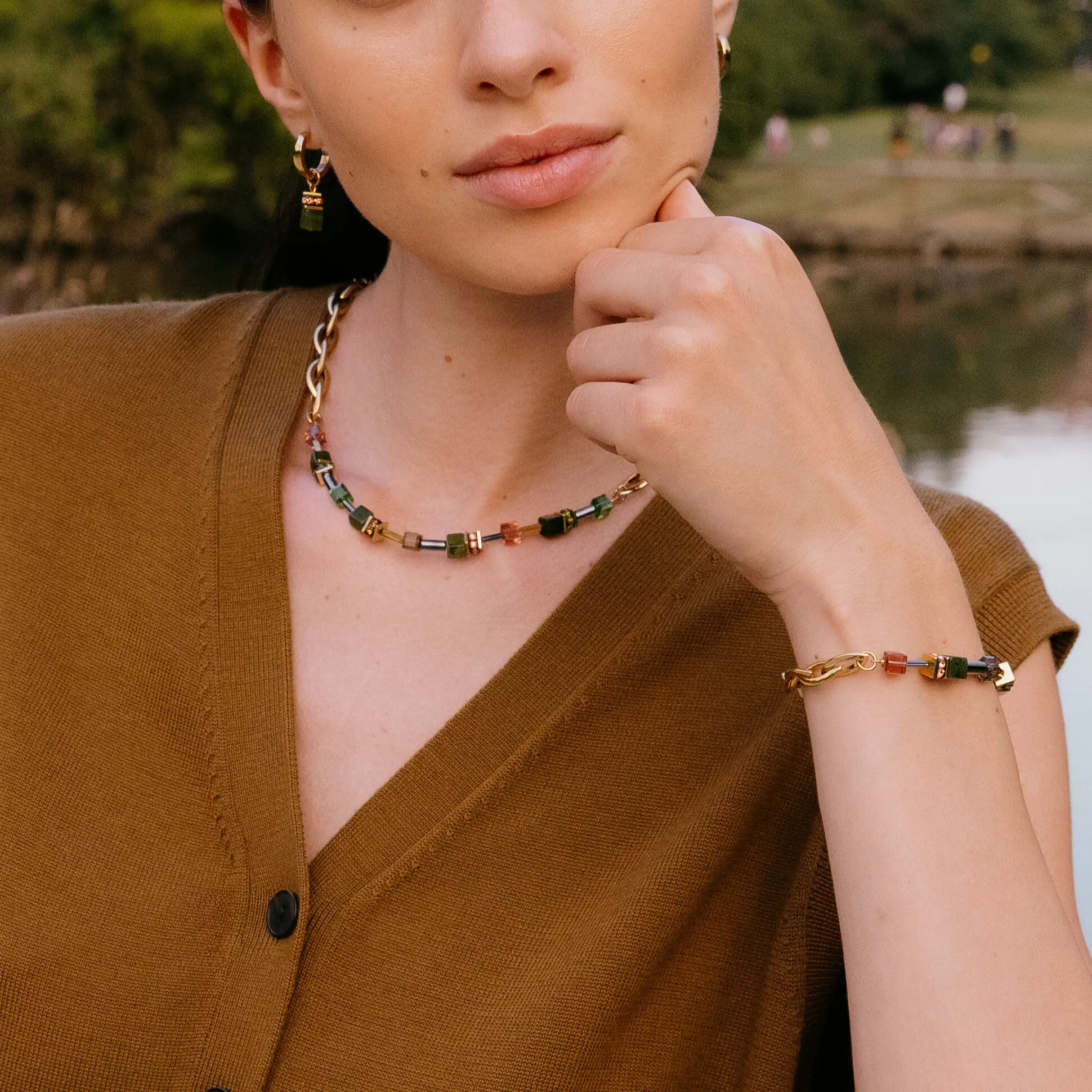 GeoCUBE® Chunky Chain bracelet gold-green - Image 4