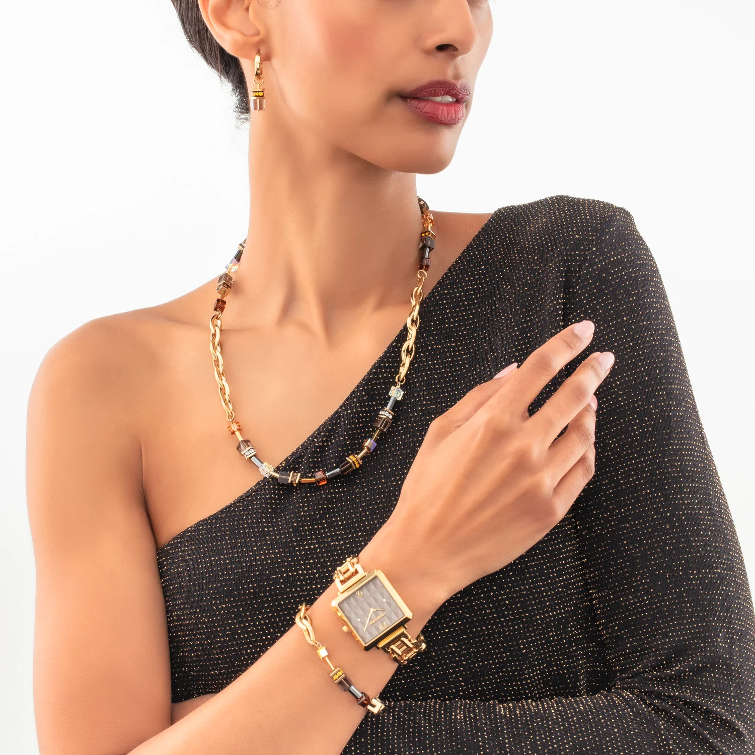 GeoCUBE® Chunky Chain necklace gold-brown - Image 4