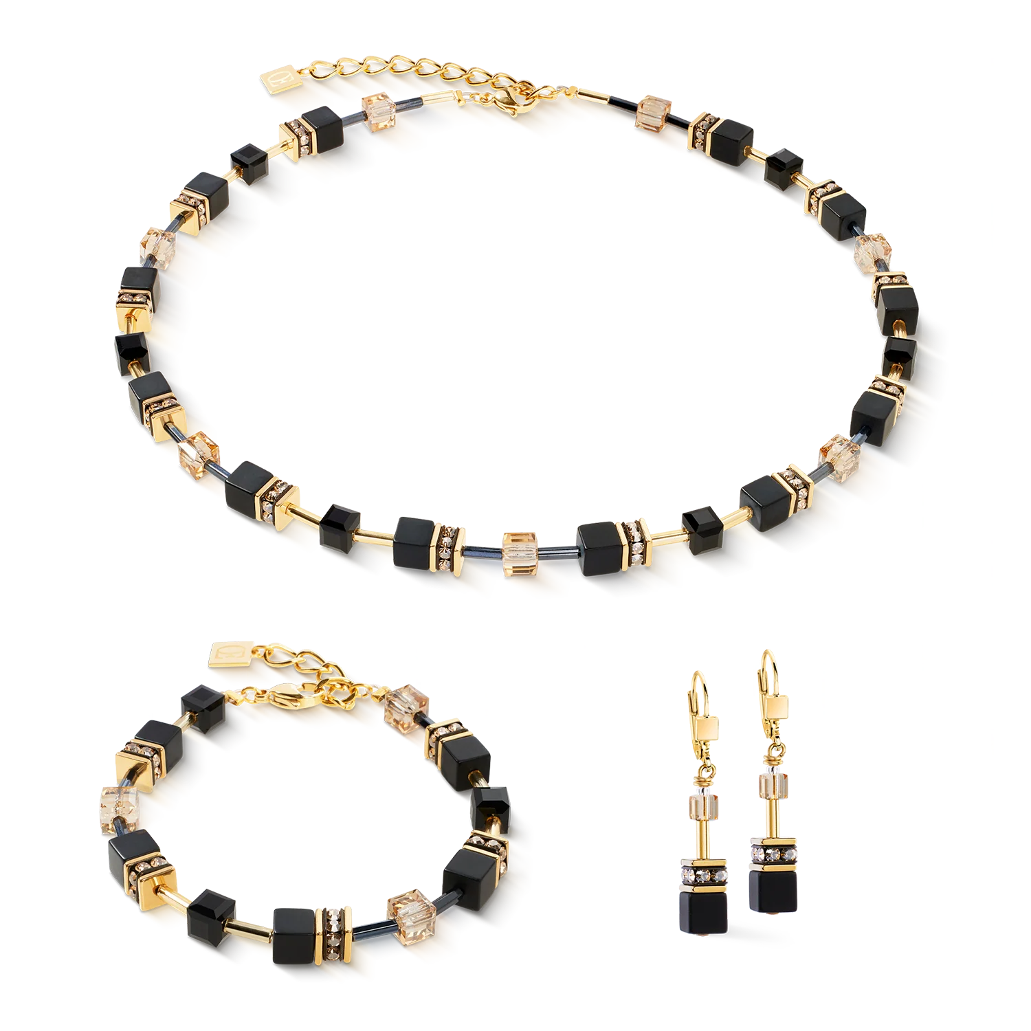 GeoCUBE® earrings onyx black-gold - Image 3
