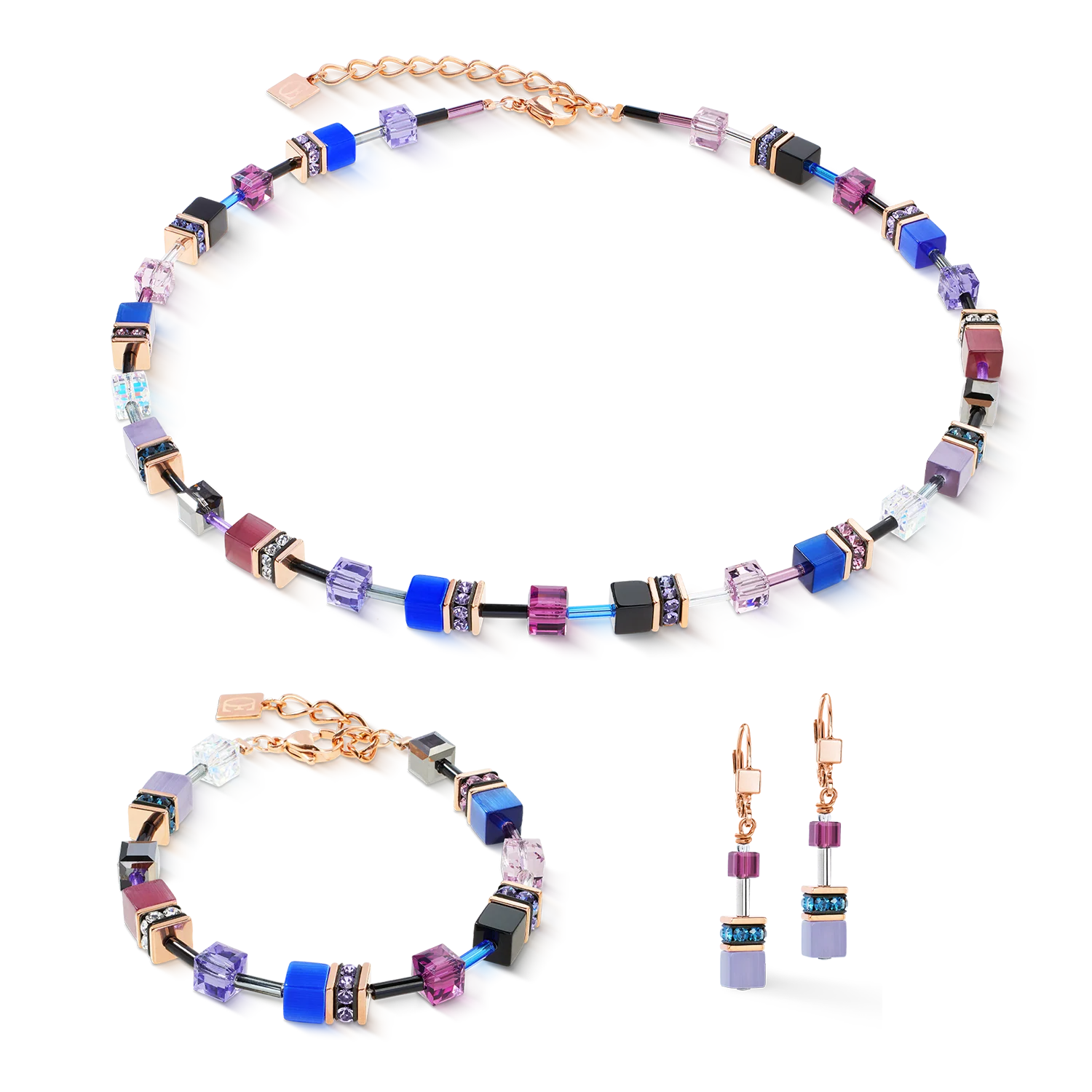 GeoCUBE® Iconic necklace Blue Moon rose gold - Image 3