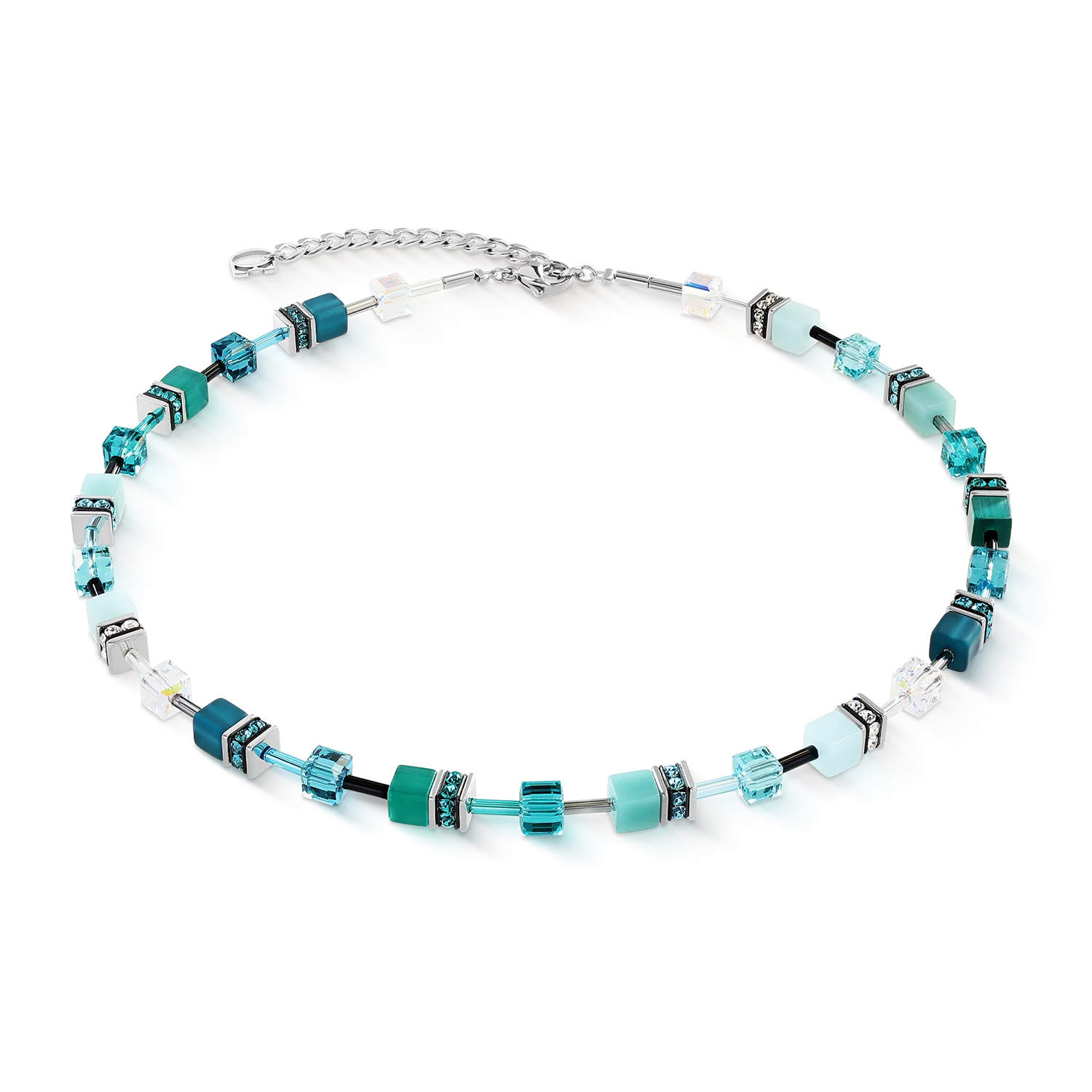 GeoCUBE® Iconic necklace Teal silver