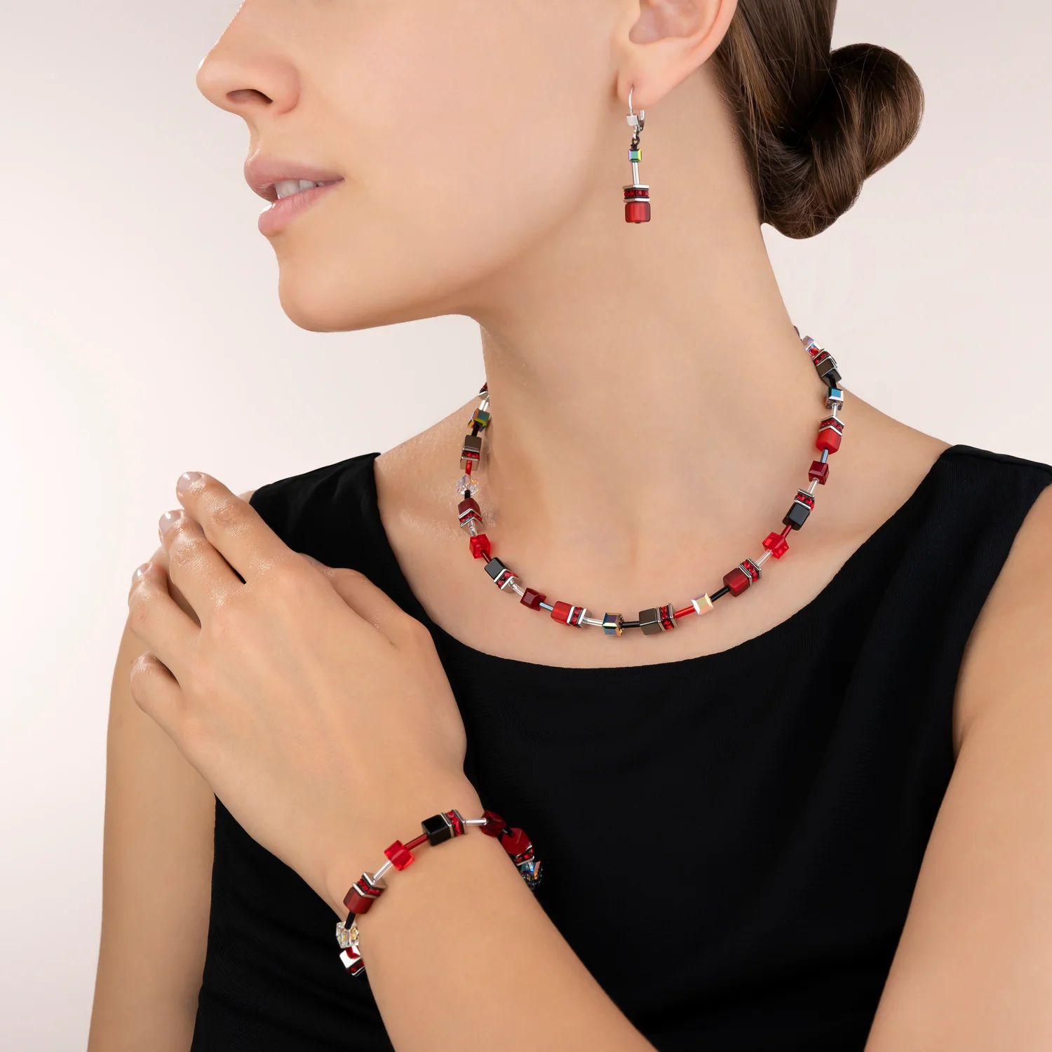 GeoCUBE® Necklace red-haematite - Image 4