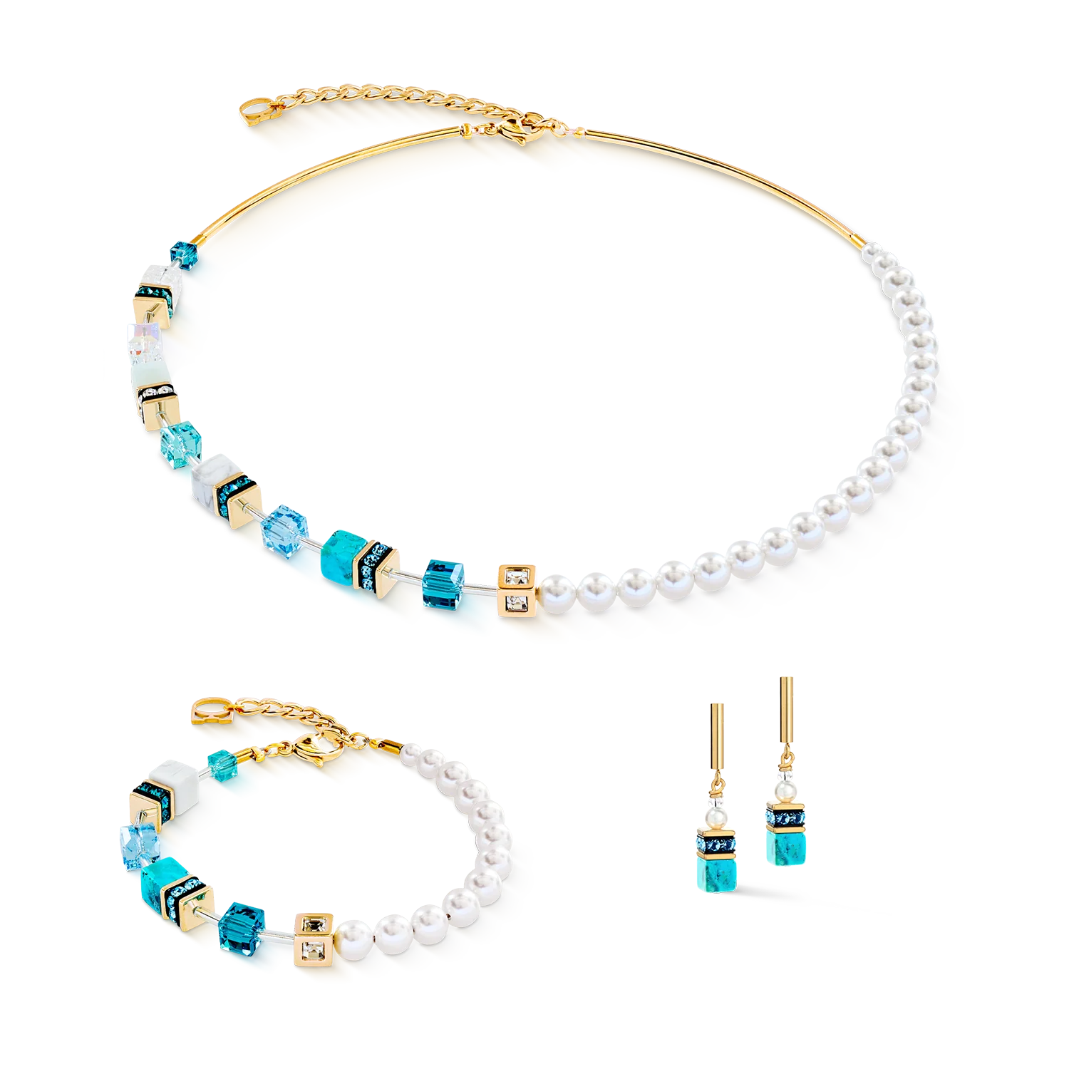 GeoCUBE® Precious Fusion Pearls bracelet turquoise - Image 3