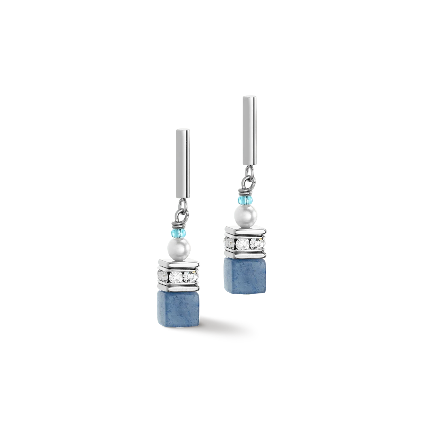 GeoCUBE® Precious Fusion Pearls earrings aqua blue