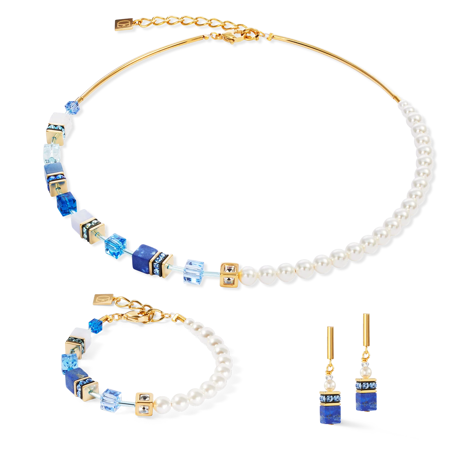 GeoCUBE® Precious Fusion Pearls earrings blue - Image 3
