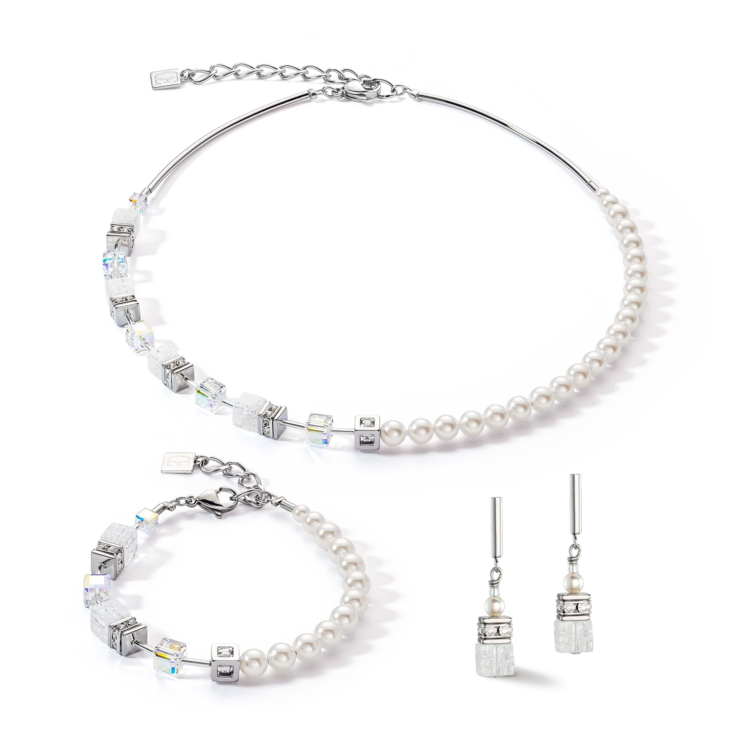 GeoCUBE® Precious Fusion Pearls earrings white - Image 3