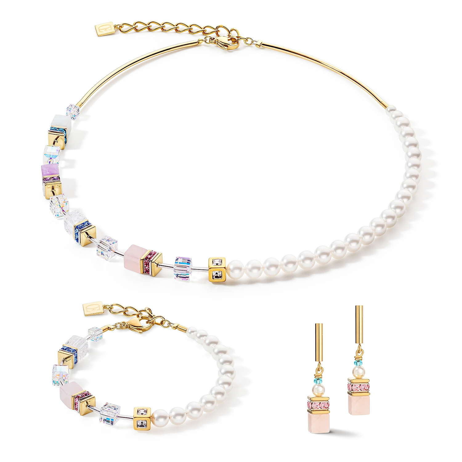 GeoCUBE® Precious Fusion Pearls necklace multicolour pastel - Image 3
