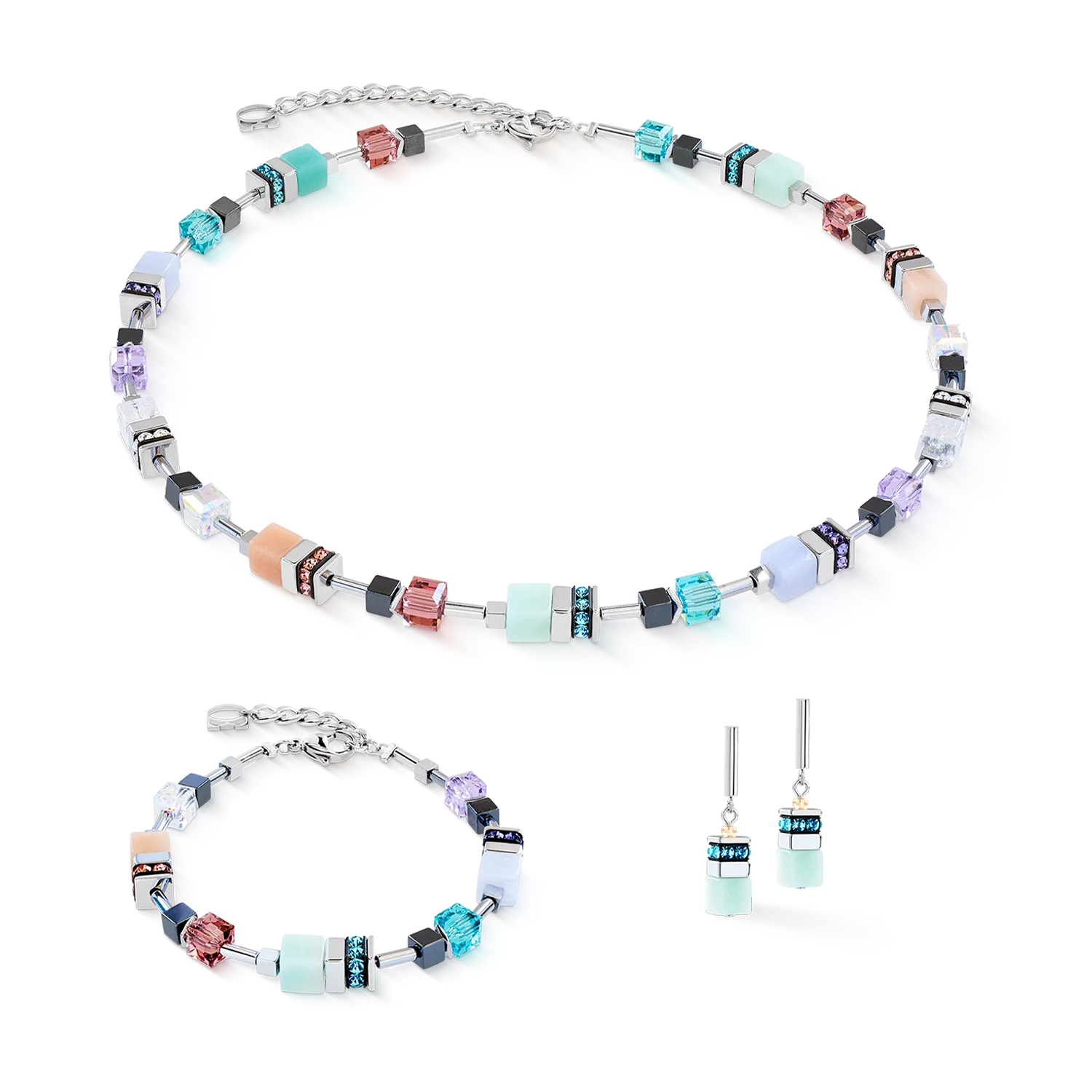 GeoCUBE® Precious Motion necklace Sorbet silver - Image 3
