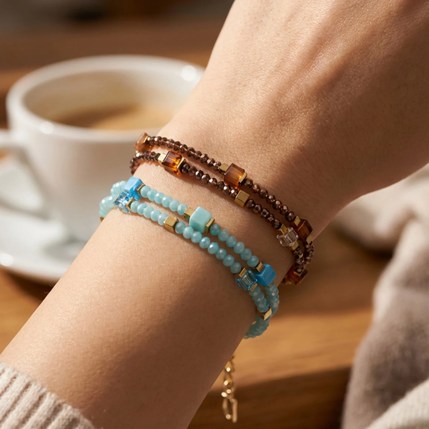 Joyful Colours Flex Bracelet gold-turquoise - Image 3