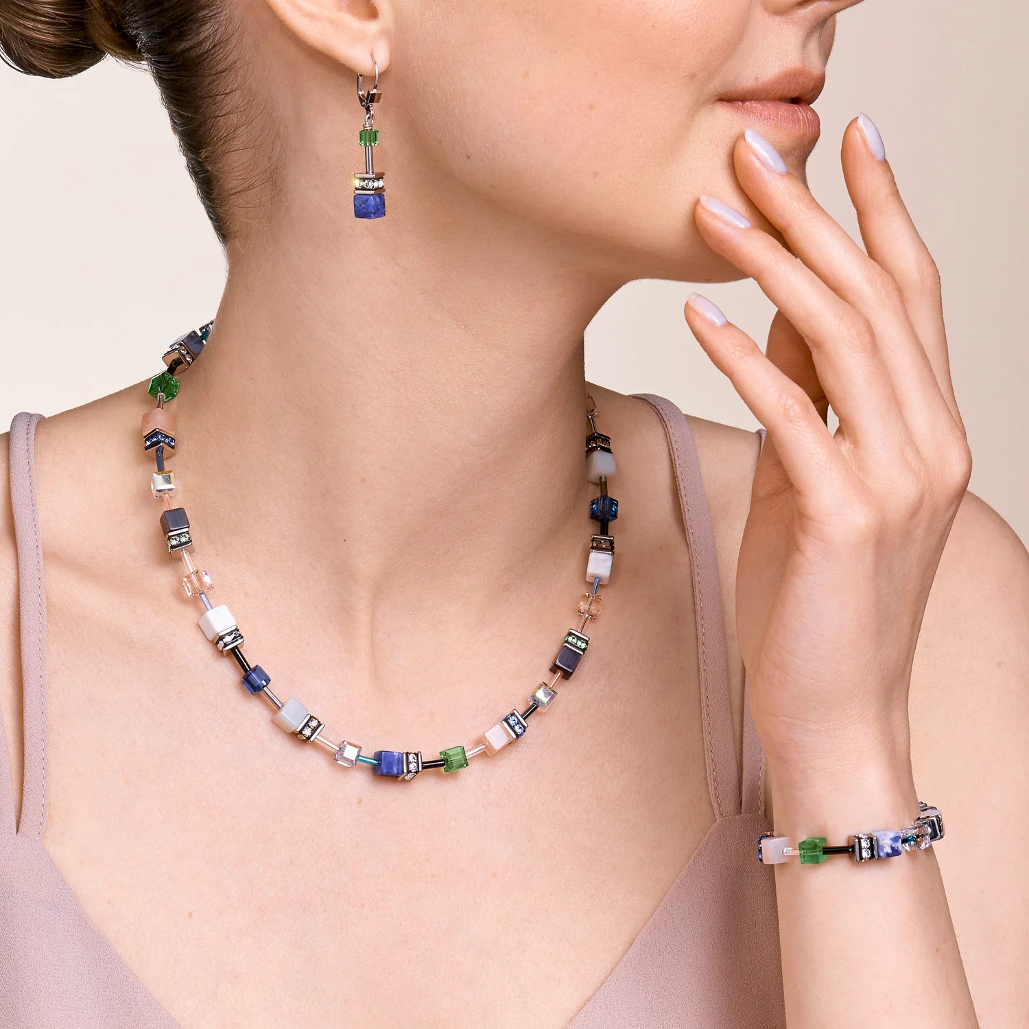 Necklace GeoCUBE® Crystals & Gemstones blue-green - Image 4