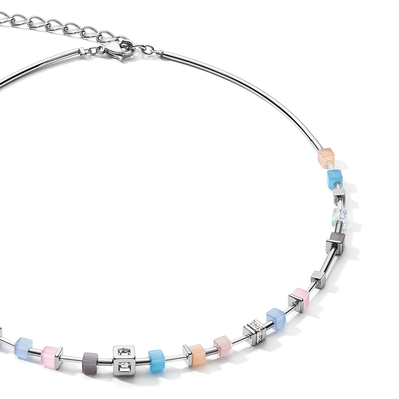 Necklace GeoCUBE® fine pastel blue-rose - Image 2