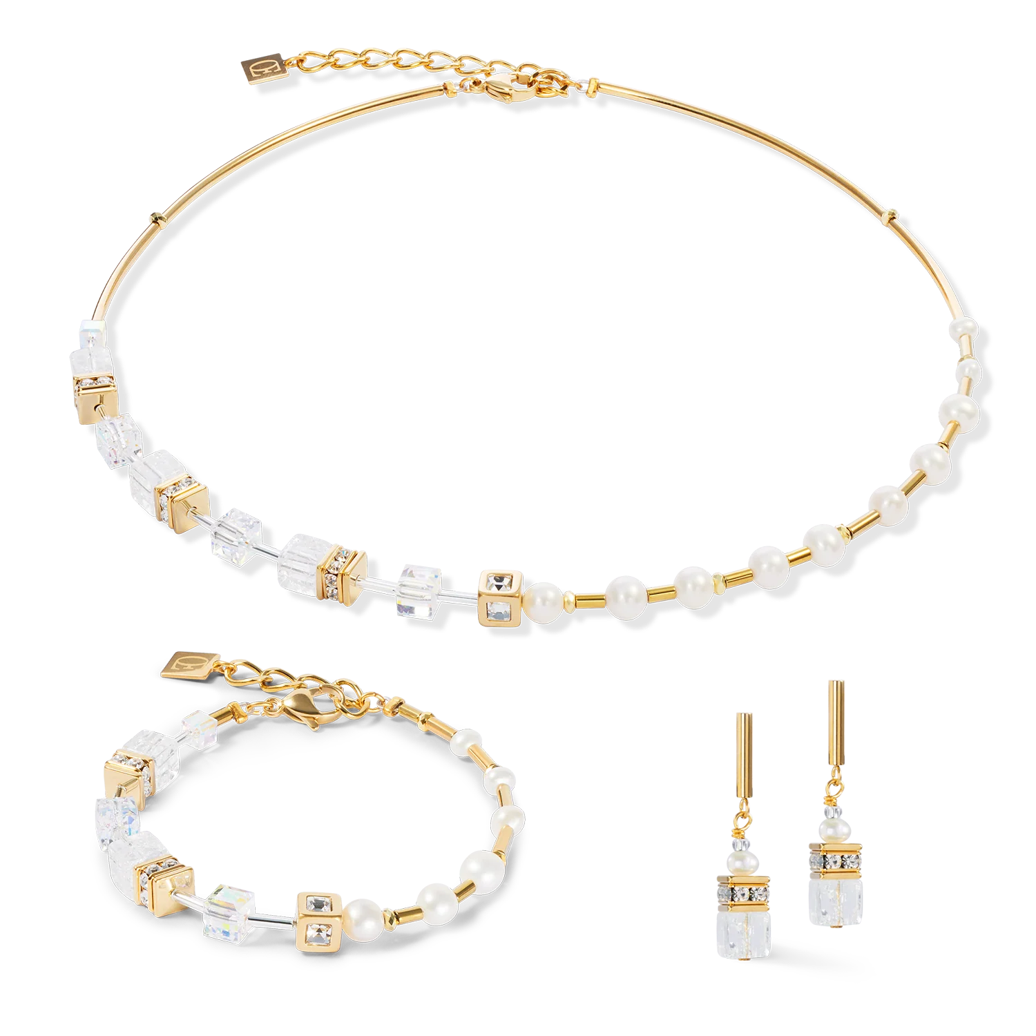 Necklace GeoCUBE® Fusion Precious Pearl Mix gold-white - Image 3