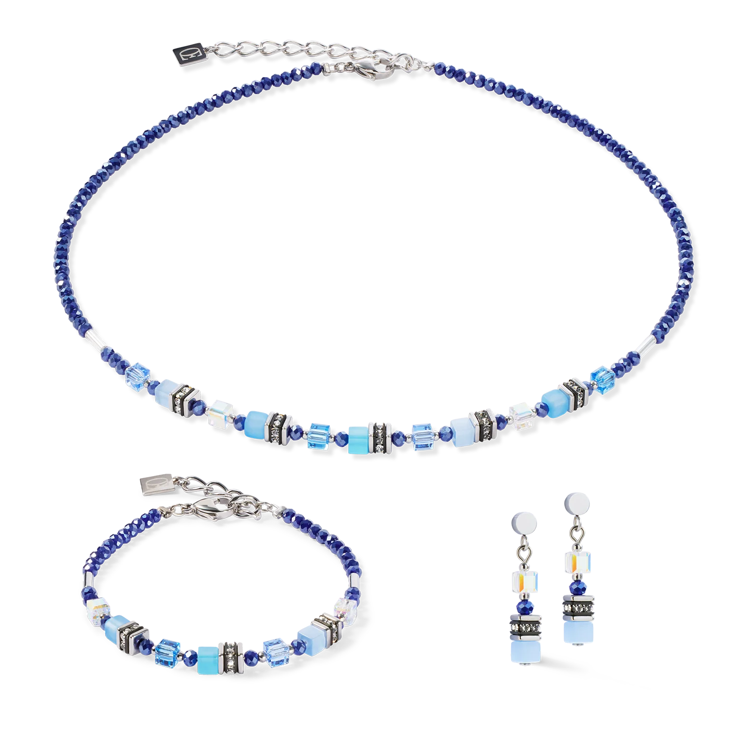 Necklace Mini Cubes blue - Image 3