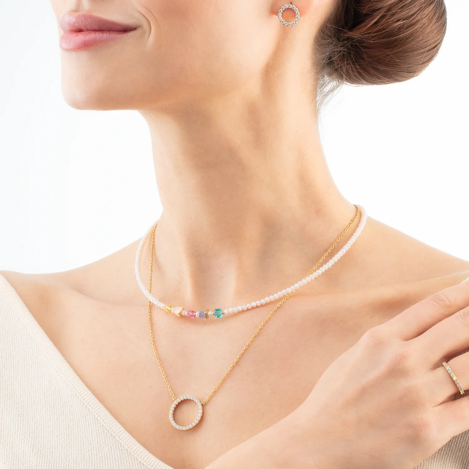 Necklace Sparkling Circle gold-crystal - Image 4