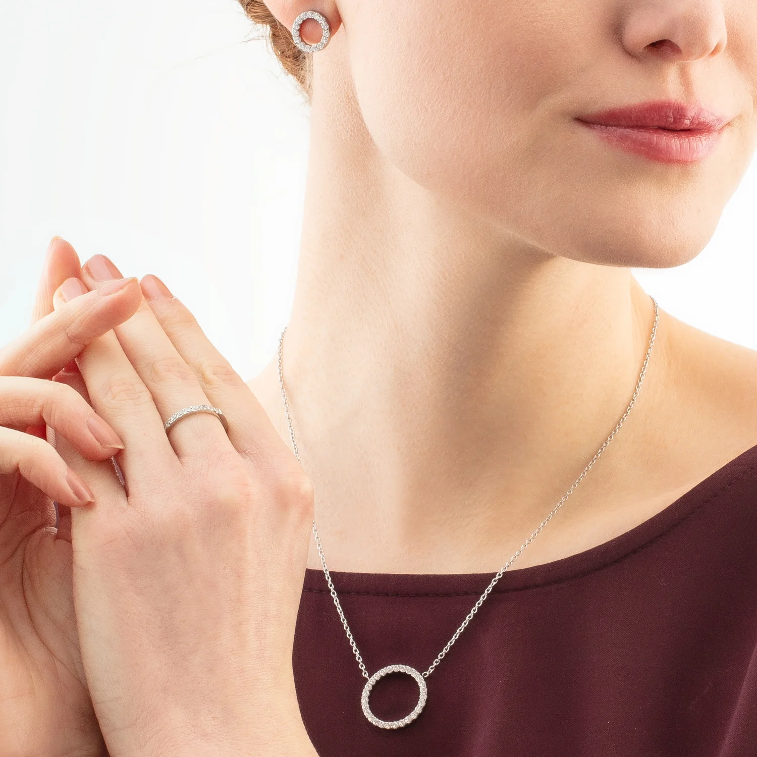 Necklace Sparkling Circle silver-crystal - Image 4