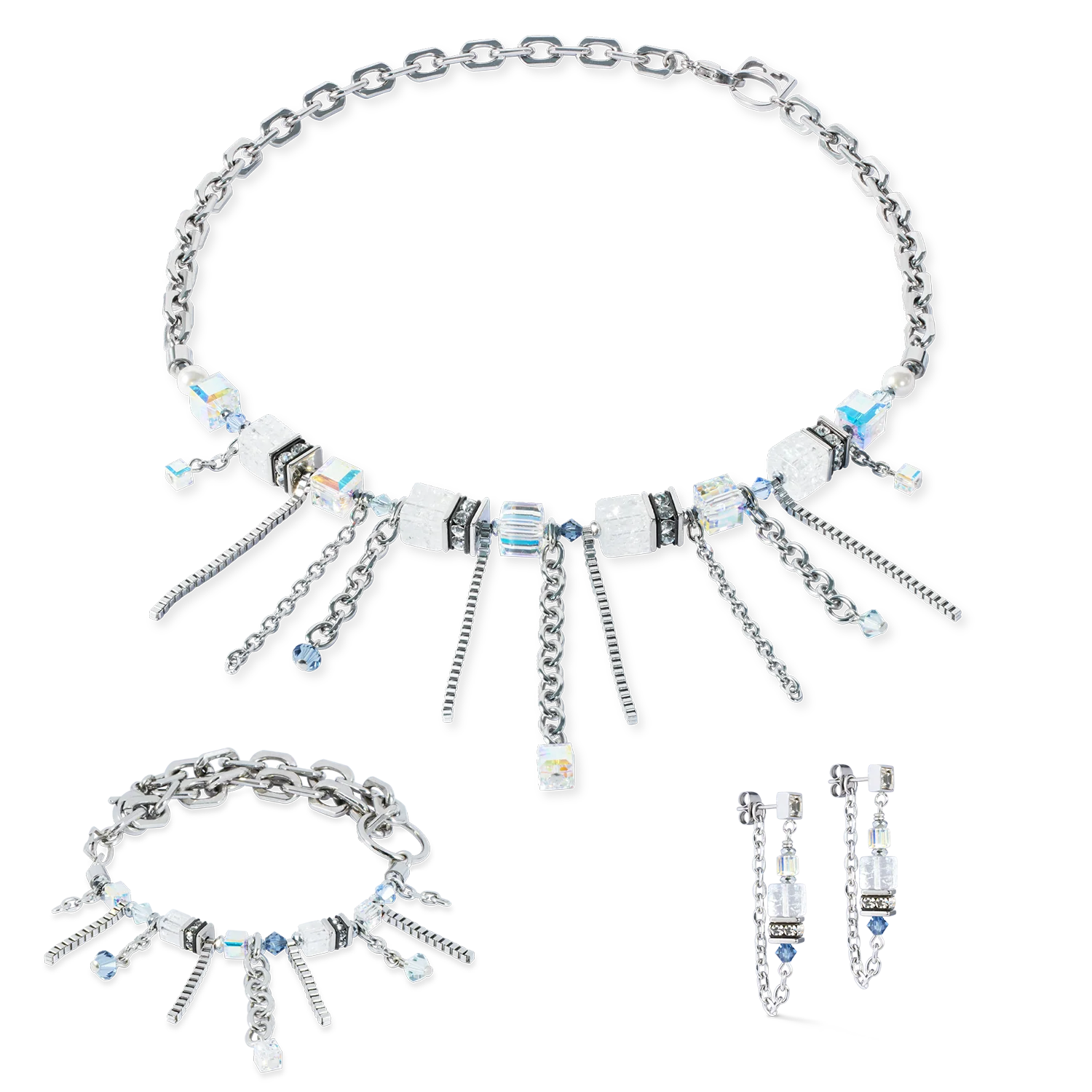 Necklace Sunray Cube Bohème silver-white - Image 3