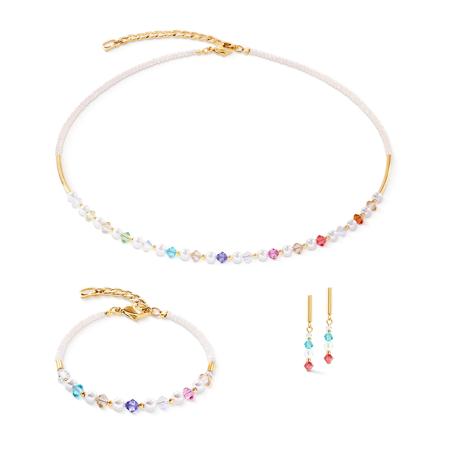 Princess Pearls earrings gold rainbow - Image 3