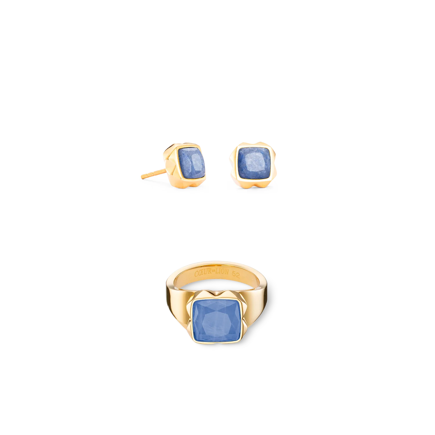 Ring Spikes Square Aventurine gold-blue - Image 3