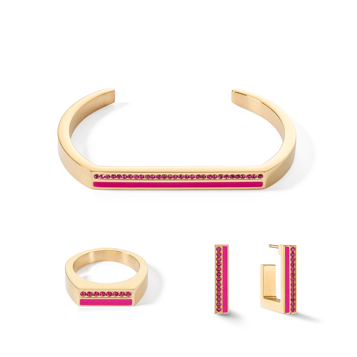 Ring Square Stripes gold-pink - Image 3