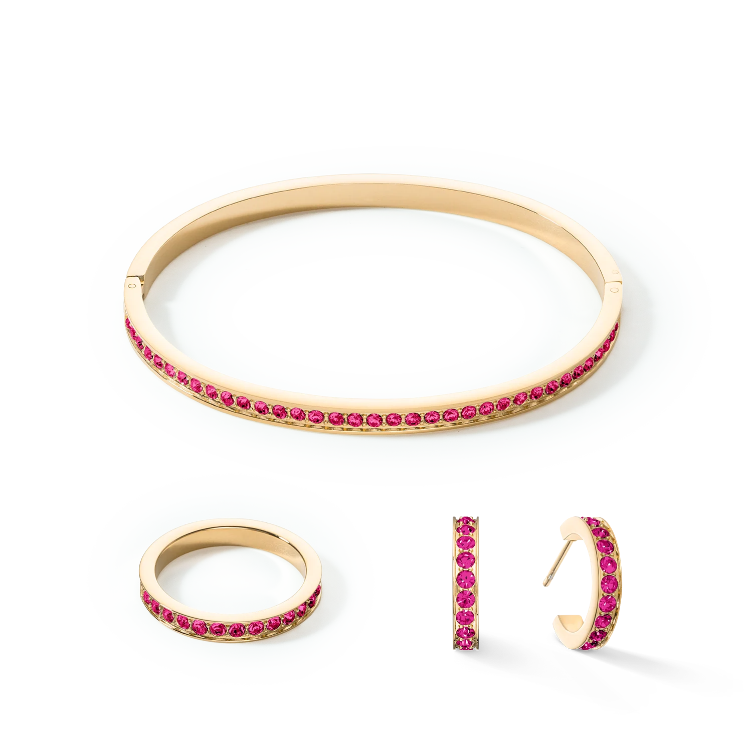 Ring stainless steel & crystals gold pink - Image 3